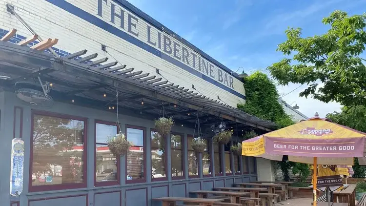 The Libertine Bar’s patio on a sunny day