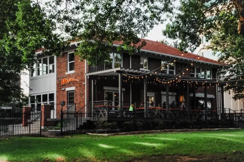 Union Coffee’s patio strung with lights